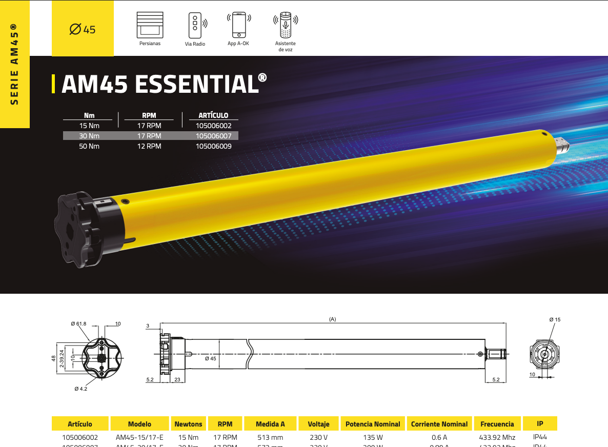 Ficha técnica A-OK Essential M