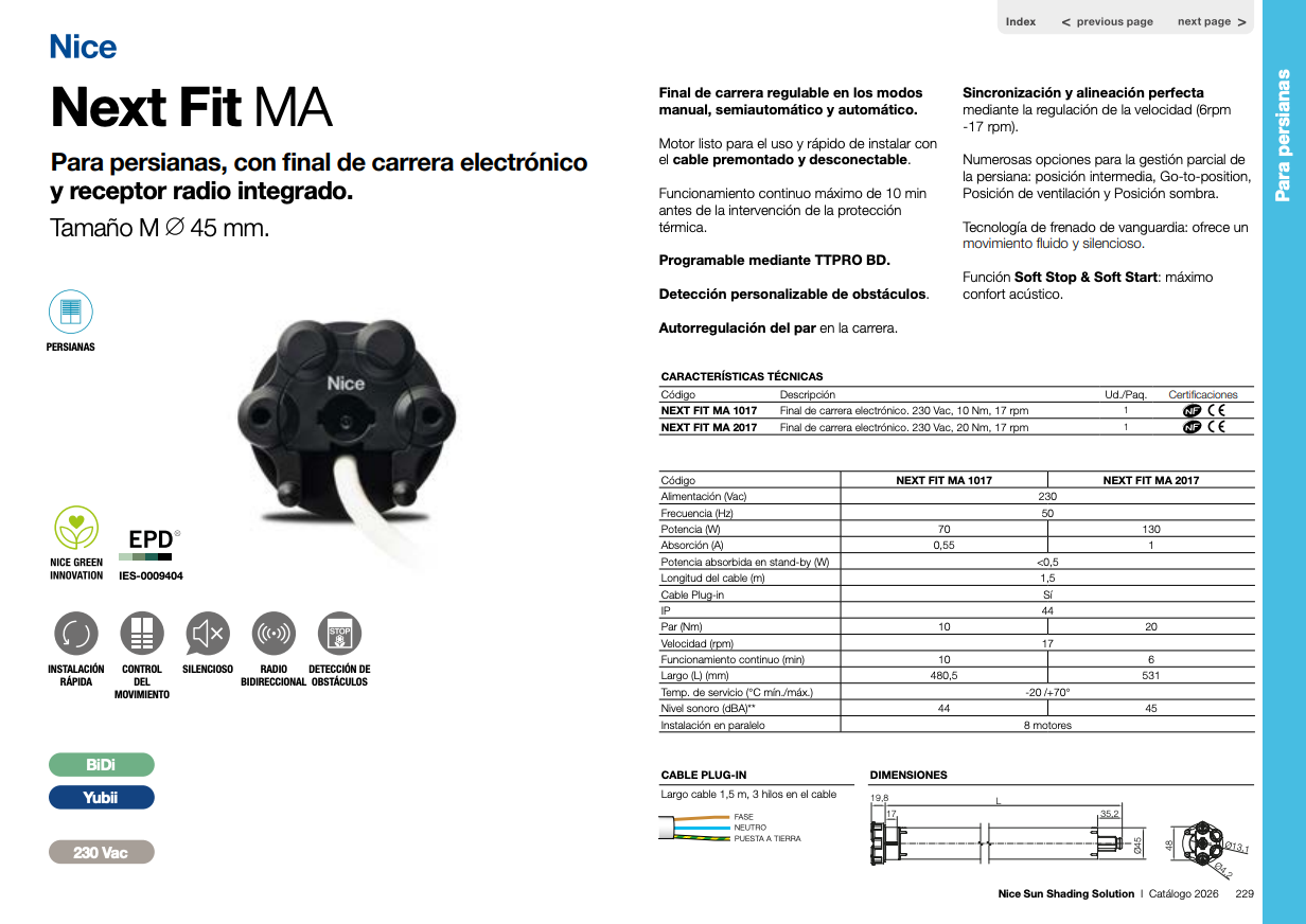 Ficha técnica Next Fit MA